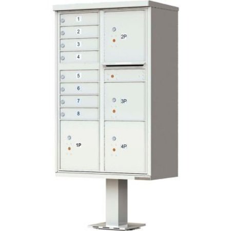 FLORENCE MFG CO Vital Cluster Box Unit, 8 Mailboxes & 4 Parcel Lockers, Postal Grey 1570-8T6AF